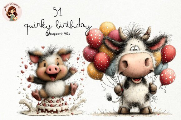 Download Quirky Birthday Animals PNG Clipart - Premium Bundle