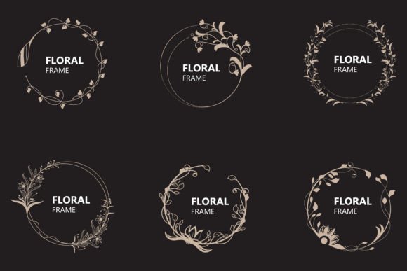 Download Floral Frame Round Shape Emblem Logotype - Logotype Collection