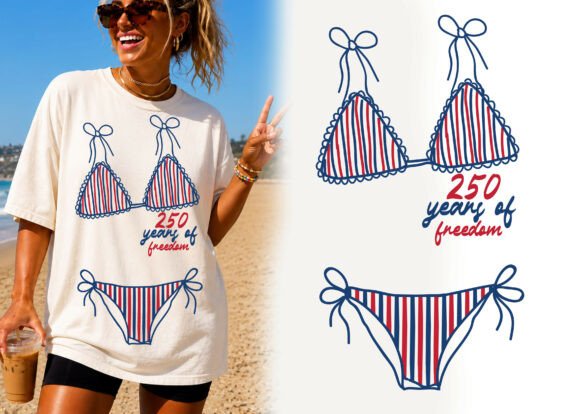 Download 250 Years of Freedom Bikini Graphic Tee - Graphic Collection