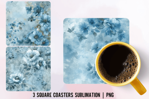 Download Legant Dusty Blue Floral Square Coaster - Legant Collection