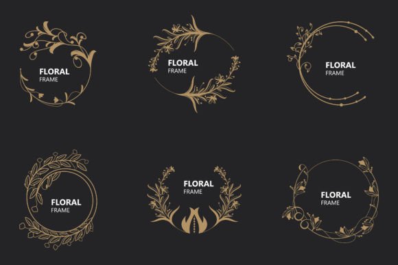 Download Floral Frame Round Shape Emblem Logotype - Logotype Collection