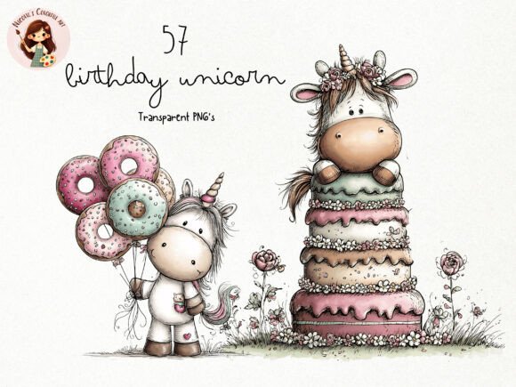 Download Whimsical Birthday Unicorn PNG Clipart - Birthday Collection
