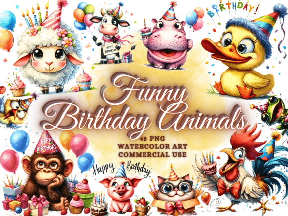 Download Quirky Funny Birthday Clipart Png Bundle - Premium Resources