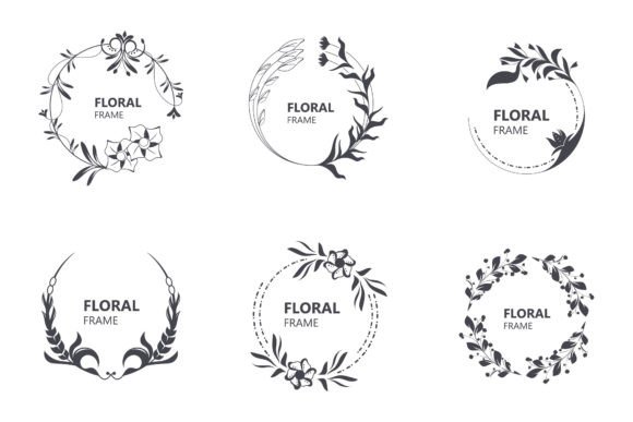 Download Floral Frame Round Shape Emblem Logotype - Logotype Collection