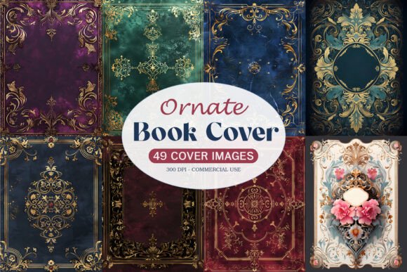 Download Ornate Book Covers Digital Paper - Book covers Collection