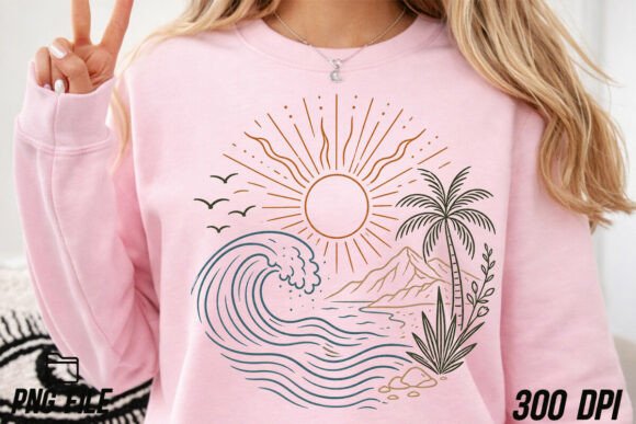Download Boho Ocean Sun Tee, Nature Graphic Shirt - Graphic Collection