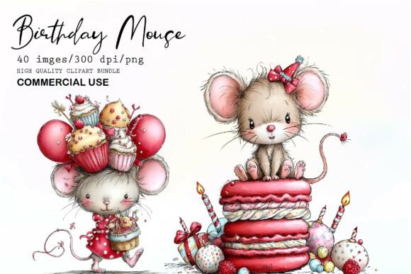 Download Whimsical Birthday Mouse Clipart - Birthday Collection