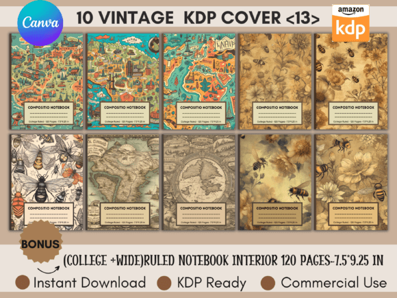 Download 10 Vintage Composition Book Covers Canva - Book covers Collection