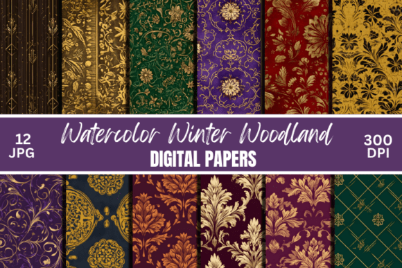 Download Ornate Gold Book Covers Digital Paper - Book covers Collection