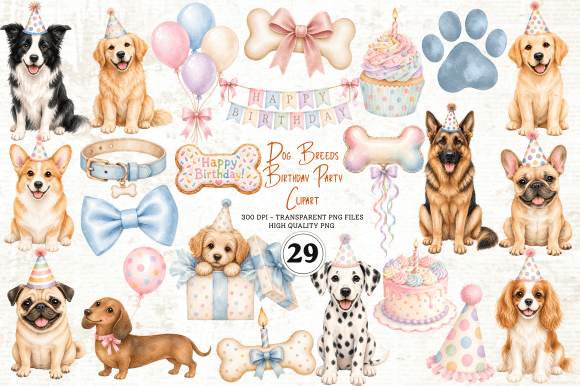 Download Dog Breeds Birthday Party Clipart - Birthday Collection