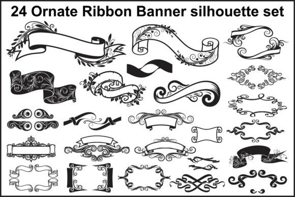 Download 24 Elegant Ornate Ribbon Banner Bundle - Legant Collection